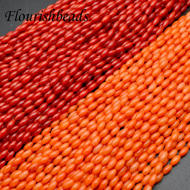 

4x8mm Water Dyed Coral Rice Beads for Jewelry Making DIY Bracelet Accessories 10 Strands