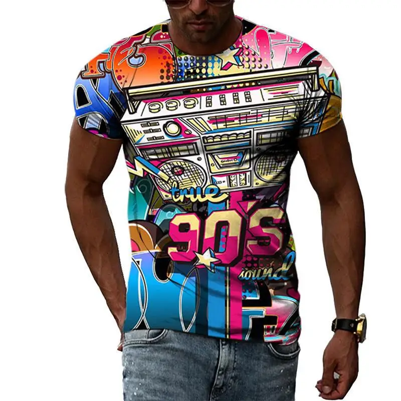 Mens Casual Short Sleeve 3D Print T Shirt