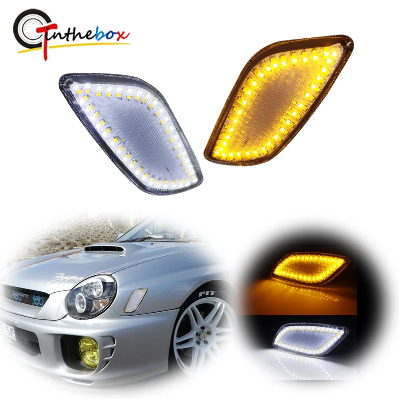 

Switchback Amber LED Front Side Marker Turn Signal Light with White DRL Driving Lights For 2002-2003 Subaru Impreza RS TS WRX