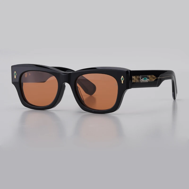 

Очки солнцезащитные для мужчин и женщин, дизайнерские квадратные винтажные модные ретро очки ручной работы, плотные ацетатные солнечные очки