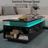 LED Coffee Table with Storage, with Wireless Charging and Speaker, High Glossy Modern Center Table with 24 Color LED Lights 4