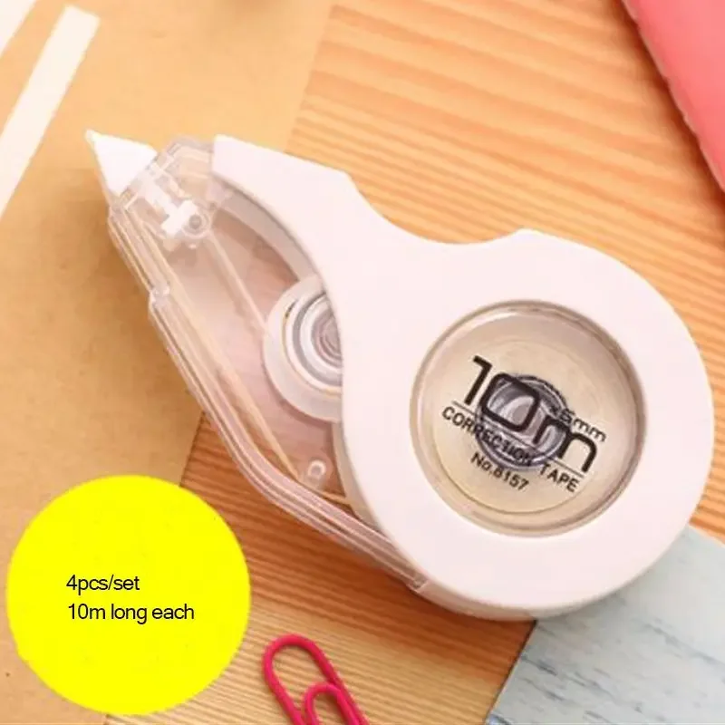 4Pcs/Set 10M Kids Students Portable Beige And Transparent Case Correction Tape, School Office Supplies Writing Correcting Tape