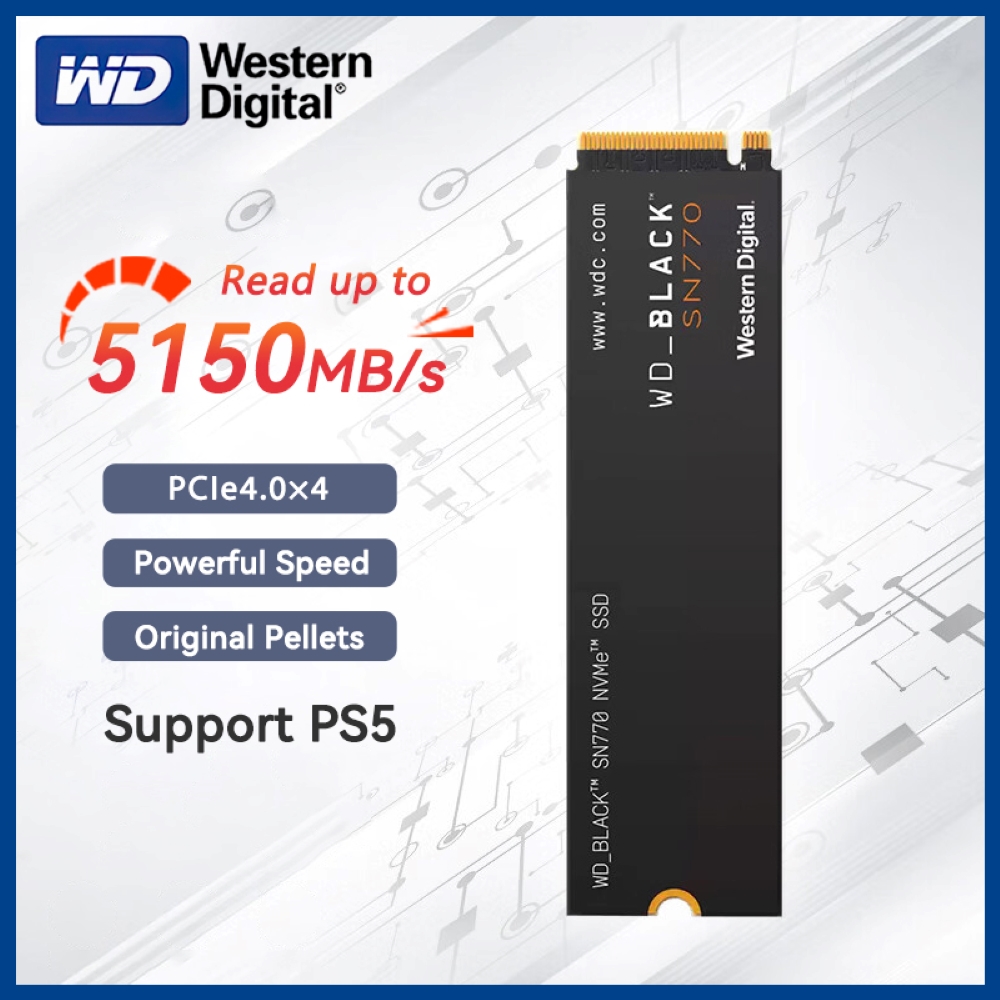 Western Digital WD SN770 500GB 1TB 2TB SSD NVMe Gen4 PCIe M.2 2280 PCIe 4.0 X4 Drive Internal Solid State Disk For PS5 Desktop