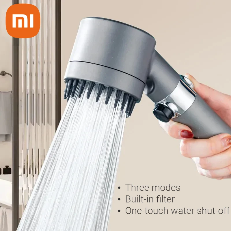 XiaomiMijiaHighPressureShowerHeadFiltered3ModesAdjustableWaterSavingOnekeyStop