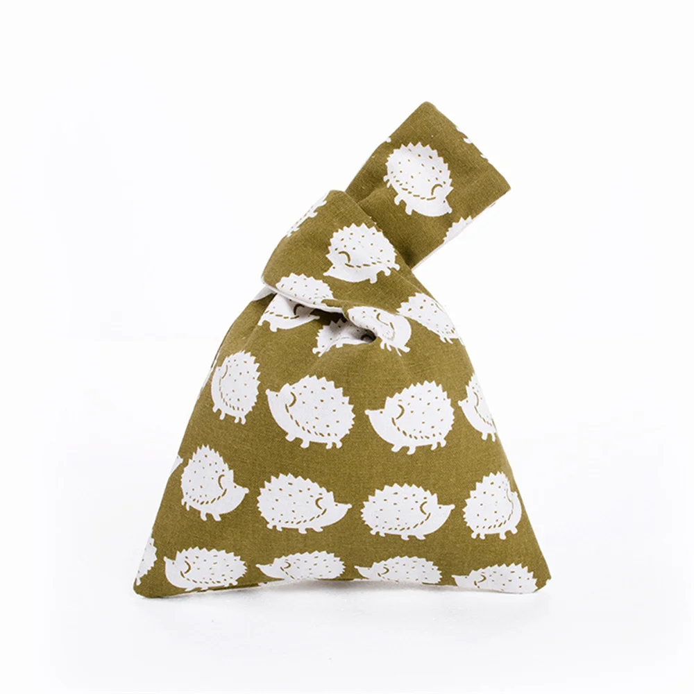 Japanese Style Portable Cotton Knot Wrist Bag Women Top Handle Tote Bag Purses Handbags Waterproof Shopping Bag Phone Key Pouch