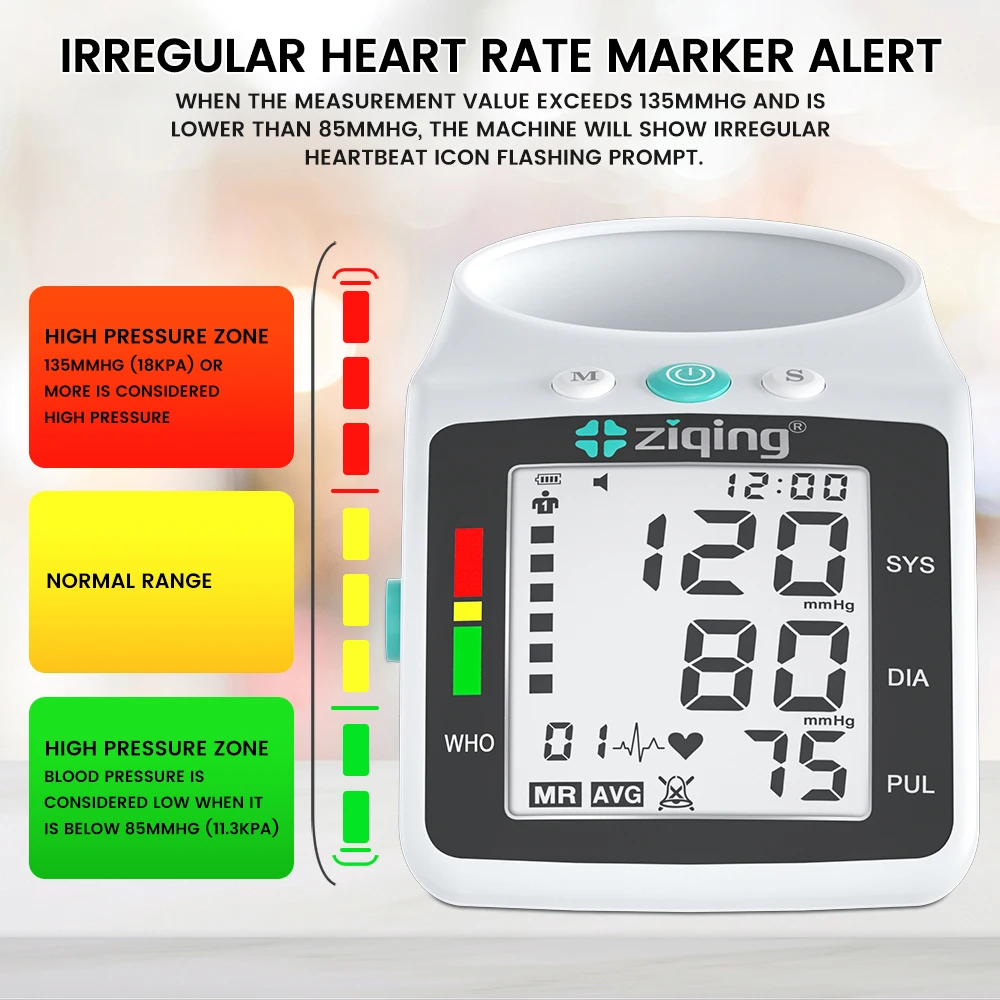 Household Arm Sphygmomanometer LCD Digital Sphygmomanometer Voice Blood Pressure Monitor Automatic Measurement Tonometer