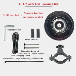 Electric Bicycle and Scooter Super Loud Horn with Remote-Controlled Anti-Theft Alarm (F118 Only bell)