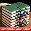 Custom Name A5 Retro Notebook Soft Leather Cover 200 Pages Agenda for Students Trendy Business Office School Stationery Supplies