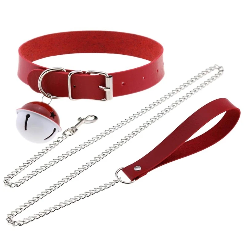 Leather Choker Punk Hauling Chain Punk Choker Necklace Adjustable Leather Collar Cosplay Choker for Girl Halloween 3