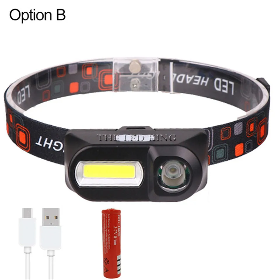 

6000lumens Led Headlamp 6 modes XPE+COB Headlight Head Torch Flashlight Head lamp by 18650 battery for Fishing Hunting