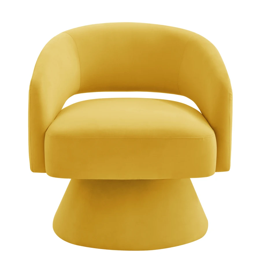 Modern Swivel Barrel Chair Upholstered Velvet Round Accent Chairs 360 Degree Comfy Swivel Chair with Open Backrest Single Chair 3