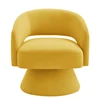 Modern Swivel Barrel Chair Upholstered Velvet Round Accent Chairs 360 Degree Comfy Swivel Chair with Open Backrest Single Chair 3