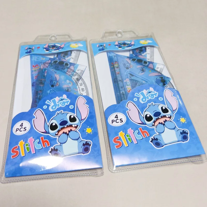 Creative Cute Stizi Protractor Triangle Ruler Four-Piece Set Cute Pet Cartoon Drawing Ruler Set Student Prize Gift triangle ruler ruler set drawing ruler digital protractor