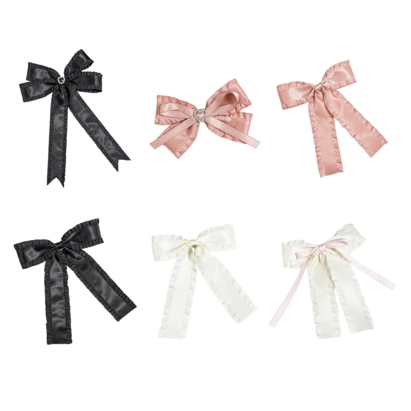 

Pleated Trim Bowknot Hairpin for Teenager Girl Elegances Charm Ribbon Hair Barrettes for Sweet Hair Styling Tool
