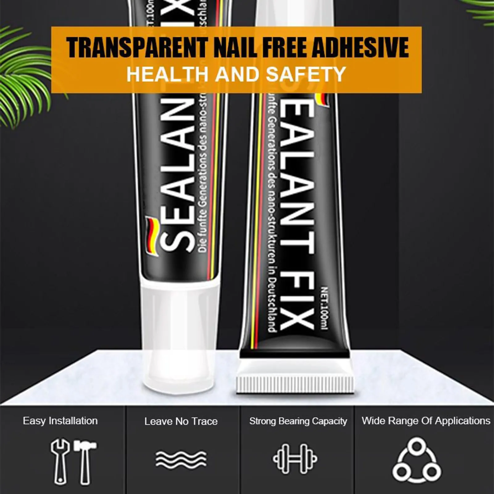 Transparent Nail free Glue Quick drying Metal Glass Glue Strong Adhesive Glue No Drilling And No