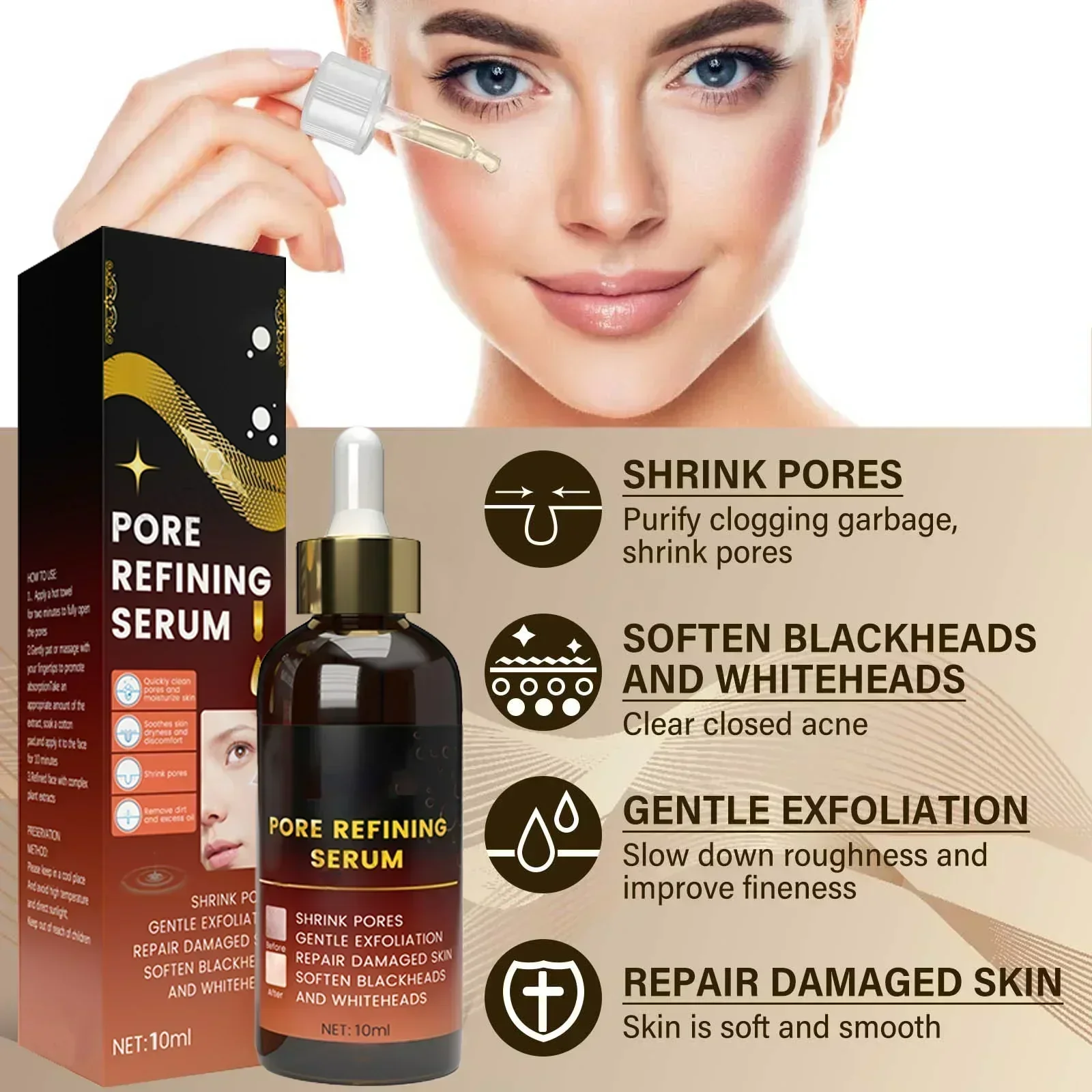 Facial Serum Pore Shrink Remove Blackheads Acne Acidity Oil Control Repair Essence Moisturizing Nourish Pores Firming