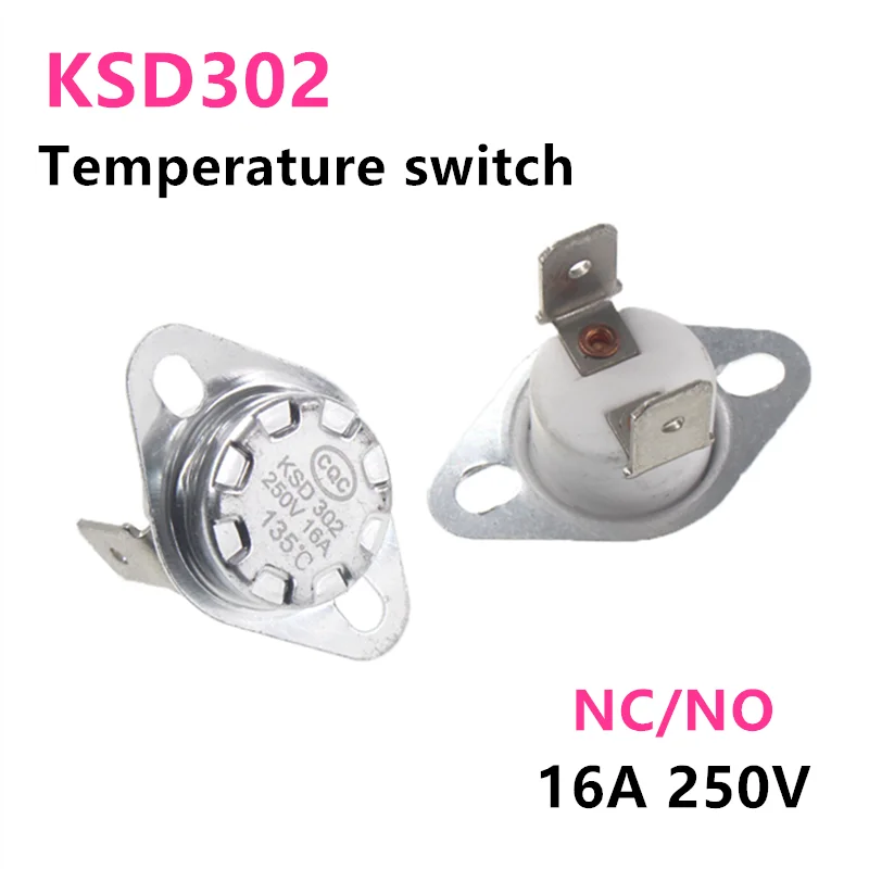 2 Stück KSD302 Thermostat 16A 250V – 40–200°C, Normal Geschlossen, Keramik – Ersatz Für KSD301 (95°C Variante)