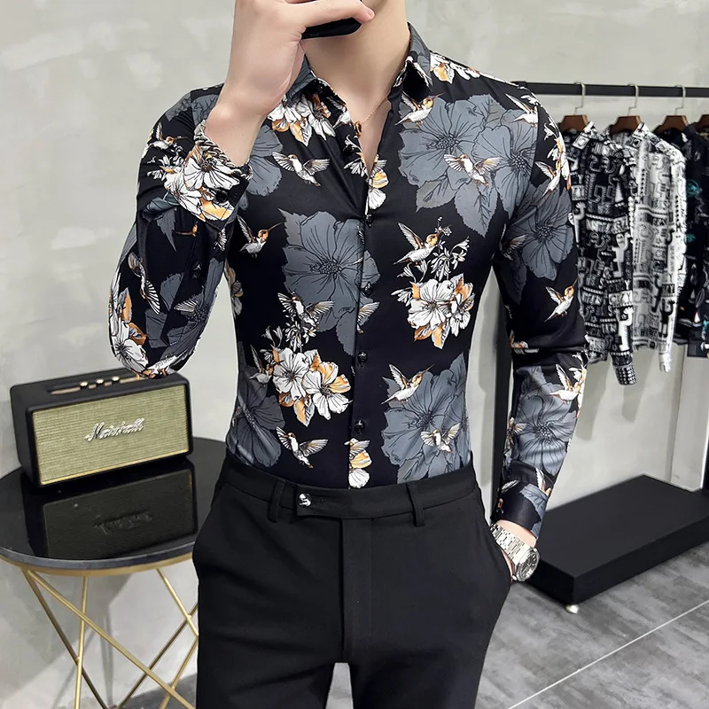 2022 camicie con stampa floreale camicia Casual Slim a maniche