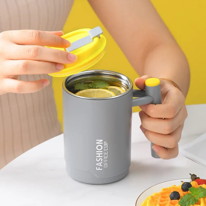 

Double Layer Stainless Steel Thermal Mug Removable OfficeTea Coffee Cup Anti-scalding Handle Water Bottle with Sealed Lid