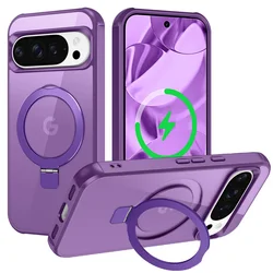 Heavy Duty Clear Magnetic Metal Stand Case with Magsafe - Compatible Drop Protection - Google Pixel 10a (PURPLE)