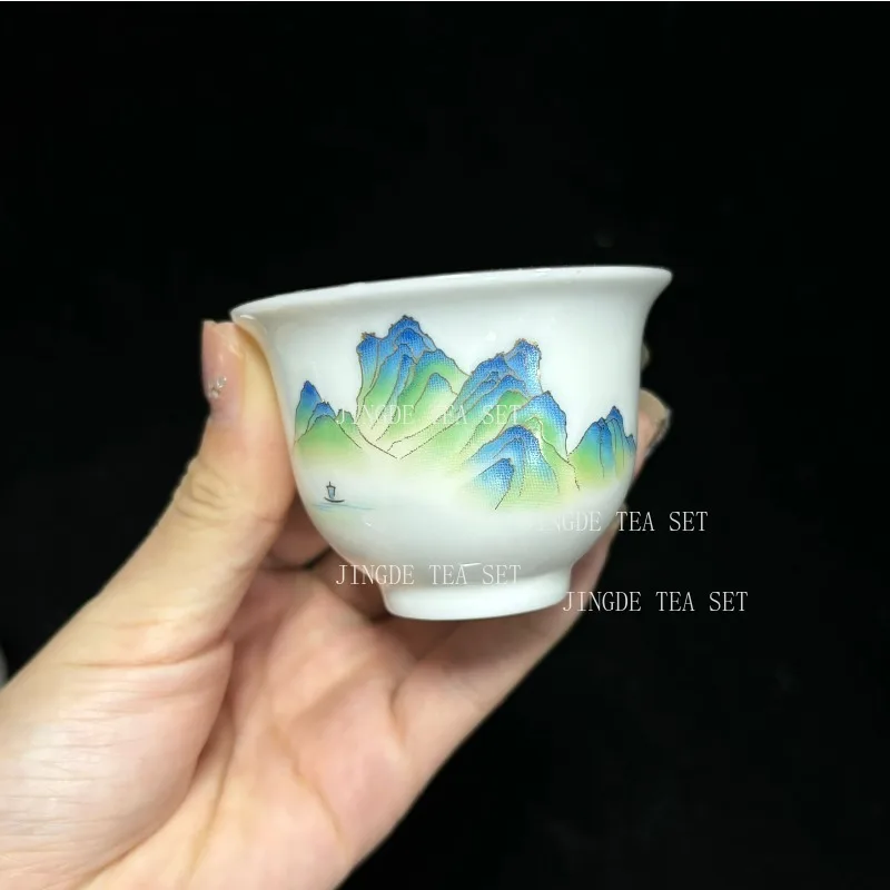 1Pc Jingdezhen White Porcelain Teacup Chinese Handmade Ceramic Master Cup Portable Personal Single Cup Tradition Retro Tea 60ml