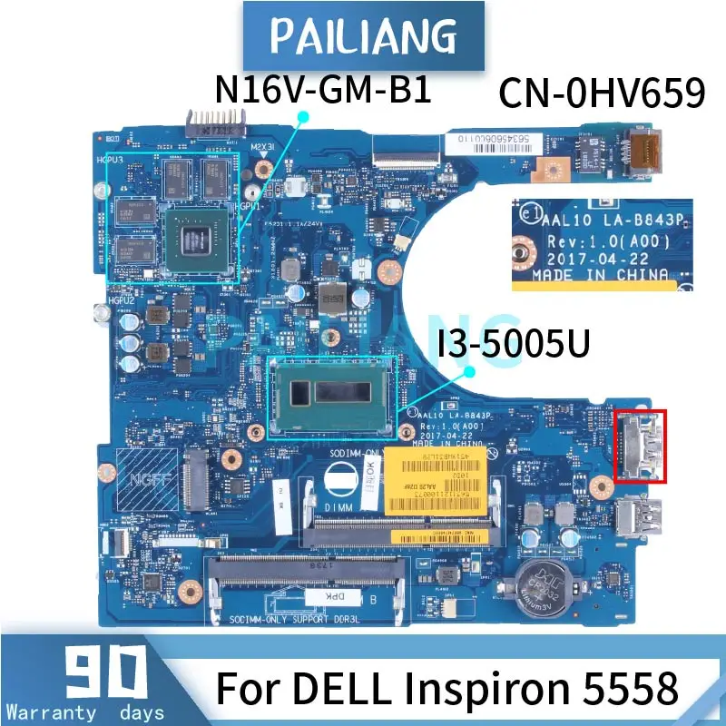 Материнская плата для ноутбука DELL Inspiron 5558 Φ 0HV659 I3-5005U sr27 g с HDMI DDR3 |