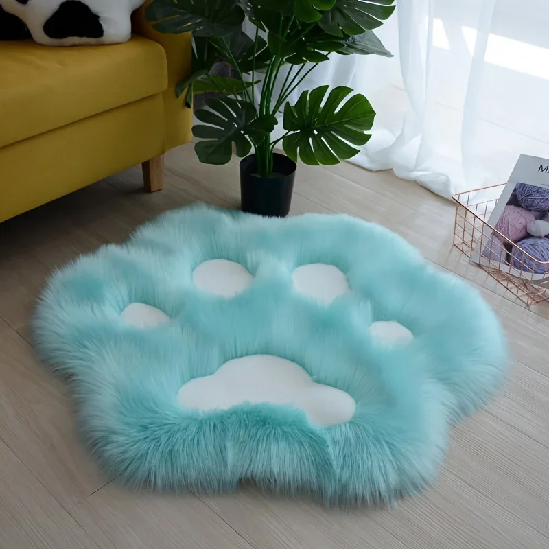 Charming Cat Paw Plush Carpet-Durable & Washable, Soft Low Pile Decorative Rug for Cozy Home