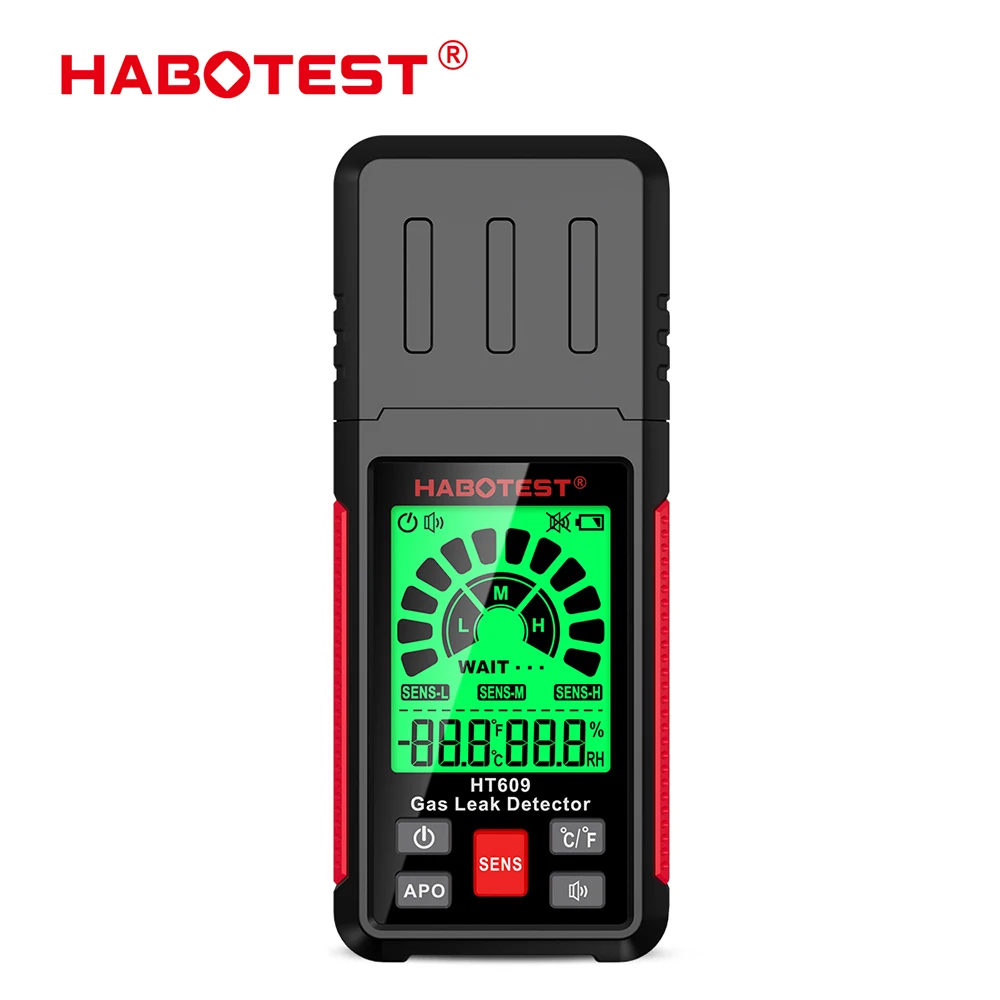 HABOTEST HT609 Gas Leak Detector Combustible Gas Detector Display Temperature Humidity