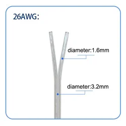 Transparent 2 - Core Copper Wire Parallel Cable - 30M (26AWG)