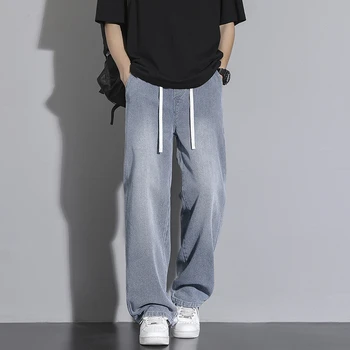Trendy Jeans Men's Spring Autumn Barrel Straight Slacks Wide Casual Vintage Denim Pants Dn0575