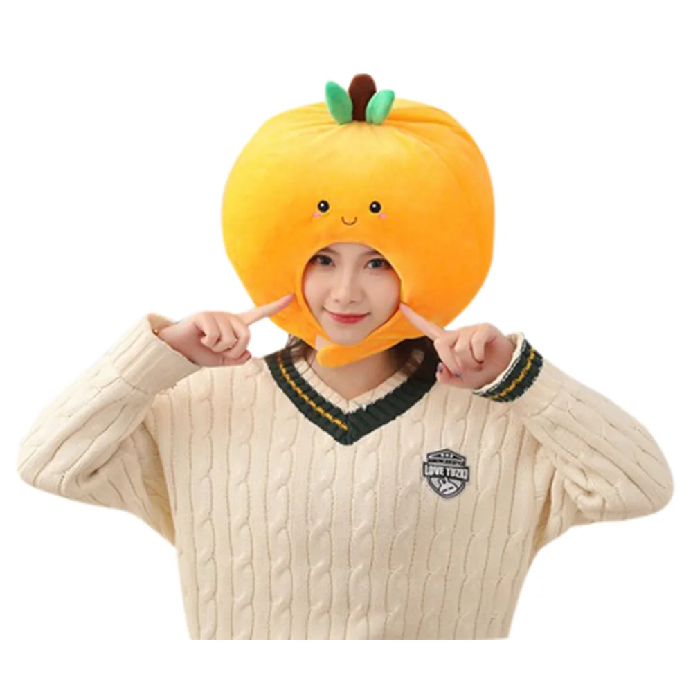 

Cute Orange Shape Hats Headgear Soft Fruit Design Funny Cartoon Cosplay Costume Headgear For Gift Photography Prop Disguise Suit