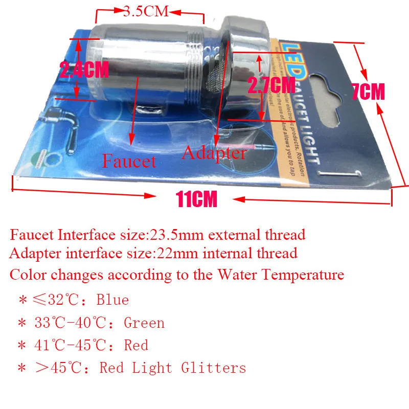 LED Kitchen Faucet Aerators Sink Faucet Power Shower Light Temperature control RGB faucet Shower Head led water faucet tap
