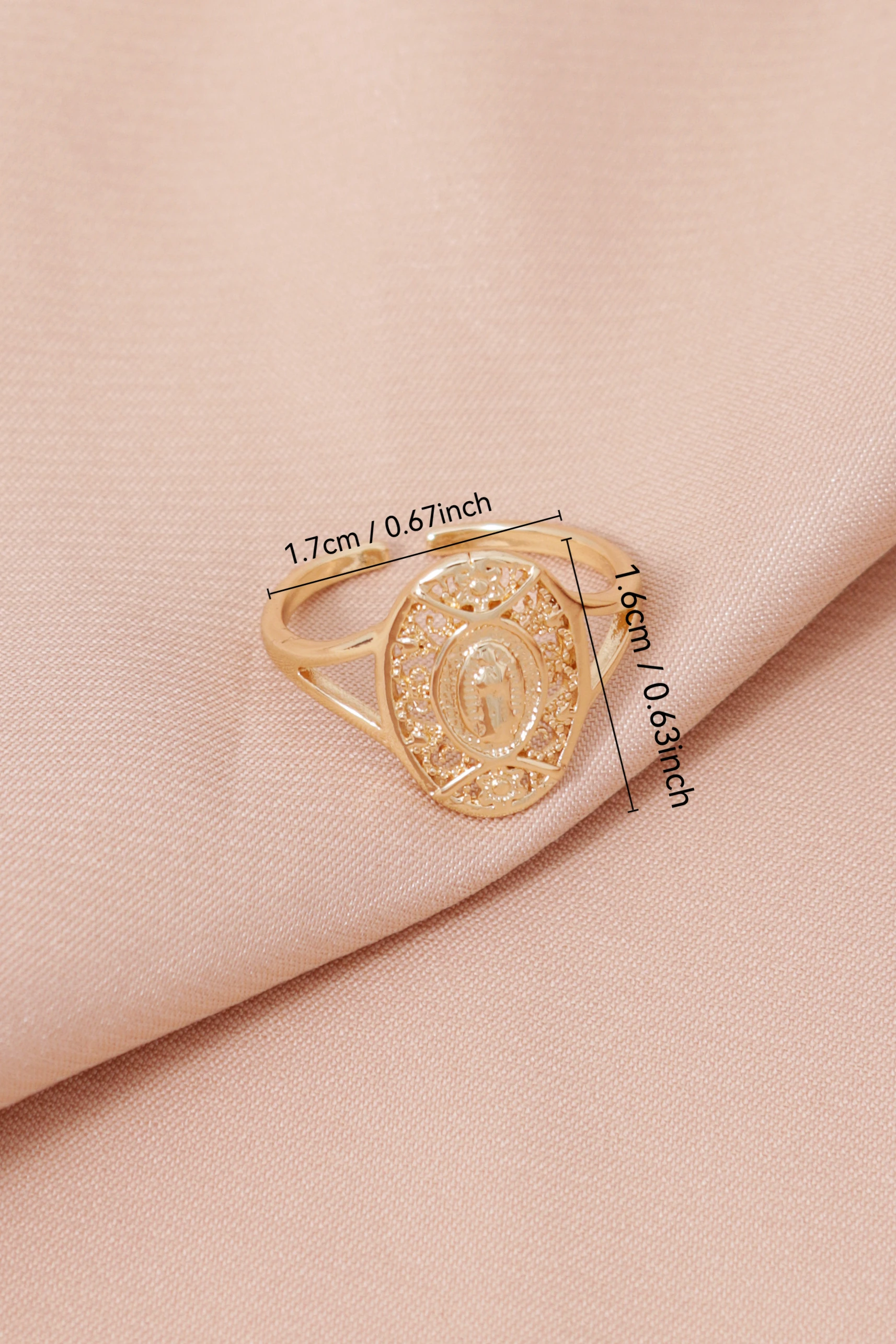Minimalist Virgin Mary Pattern Hollow Ring