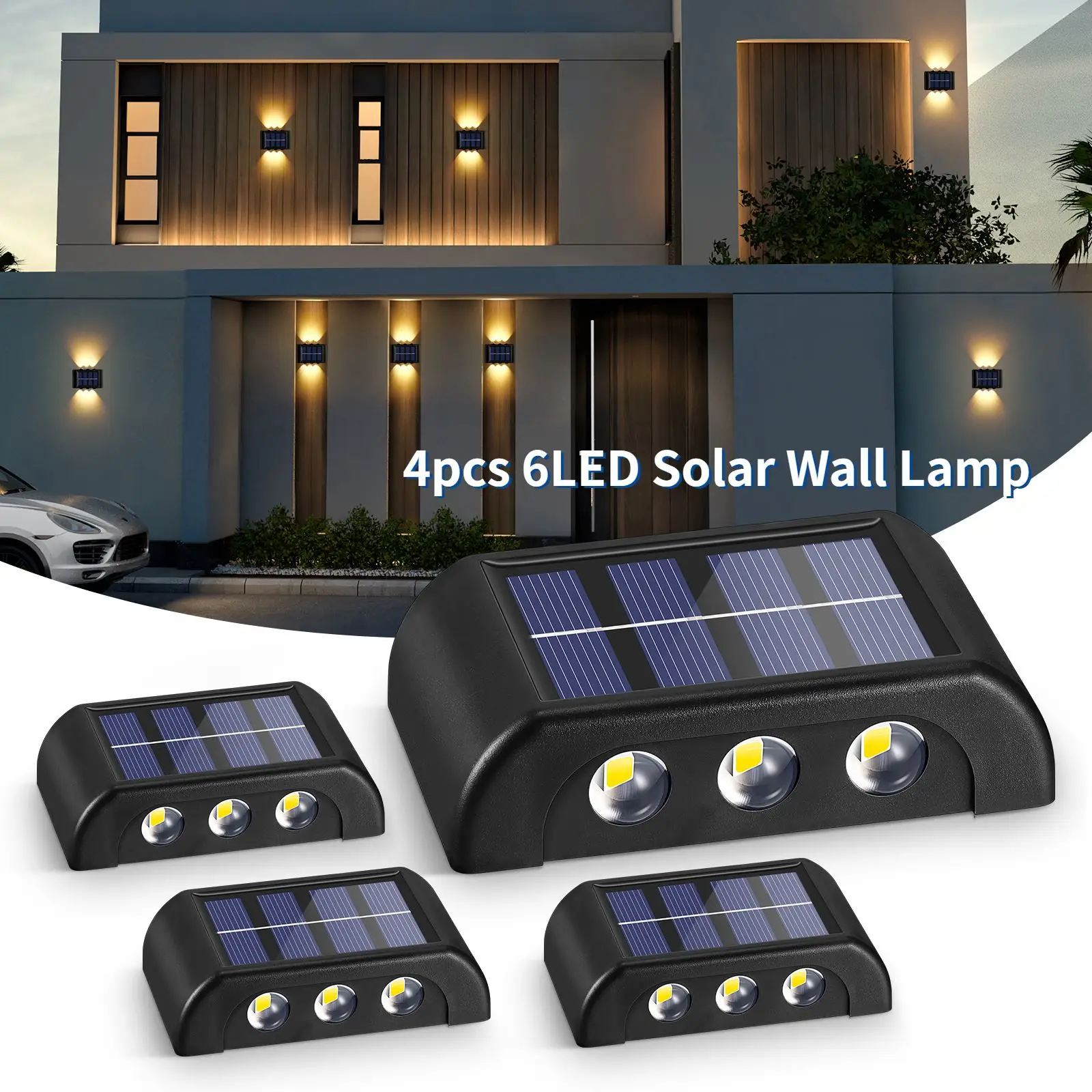 

4PCS Solar Lamp Outdoor LED Lights IP65 Waterproof For Garden Decoration Balcony Yard Street Wall Decor Lamps Gardening Light