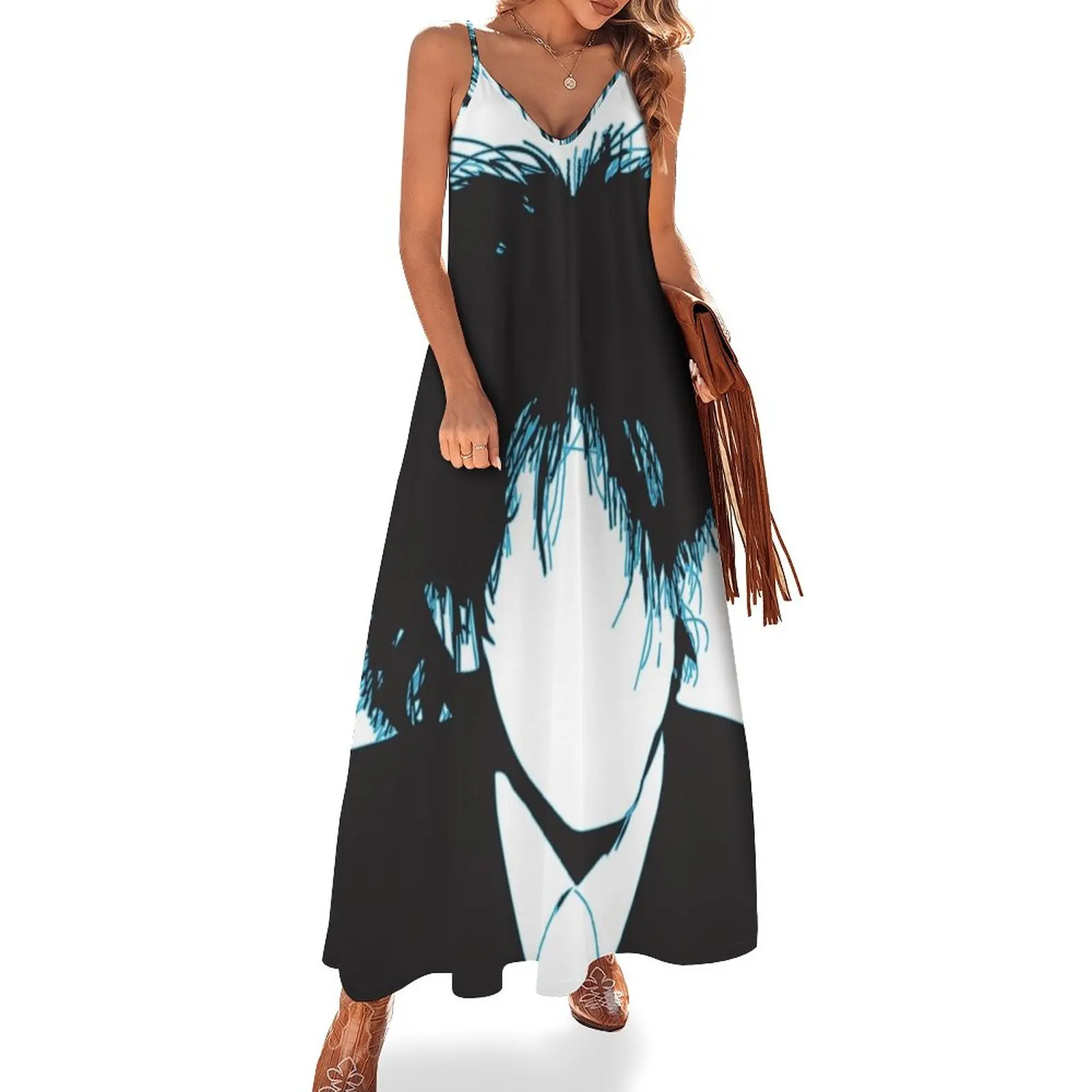 

inspired by Robert Smith of the Cure blue Sleeveless Dress Women's summer suit Female dress evening dresses luxury 2023
