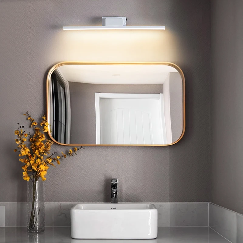 Lampe Miroir Salle De Bain à LED, Applique Murale En Bois De 30 Cm Avec Design Magnétique, Lampe