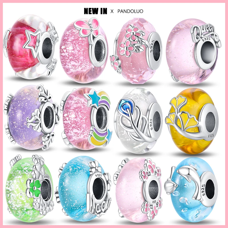 

2024 New in 925 Sterling Silver Luminous Liuli Charm Beads Fits Pandora Original Charms Bracelet For Women Pendant Bead Jewelry