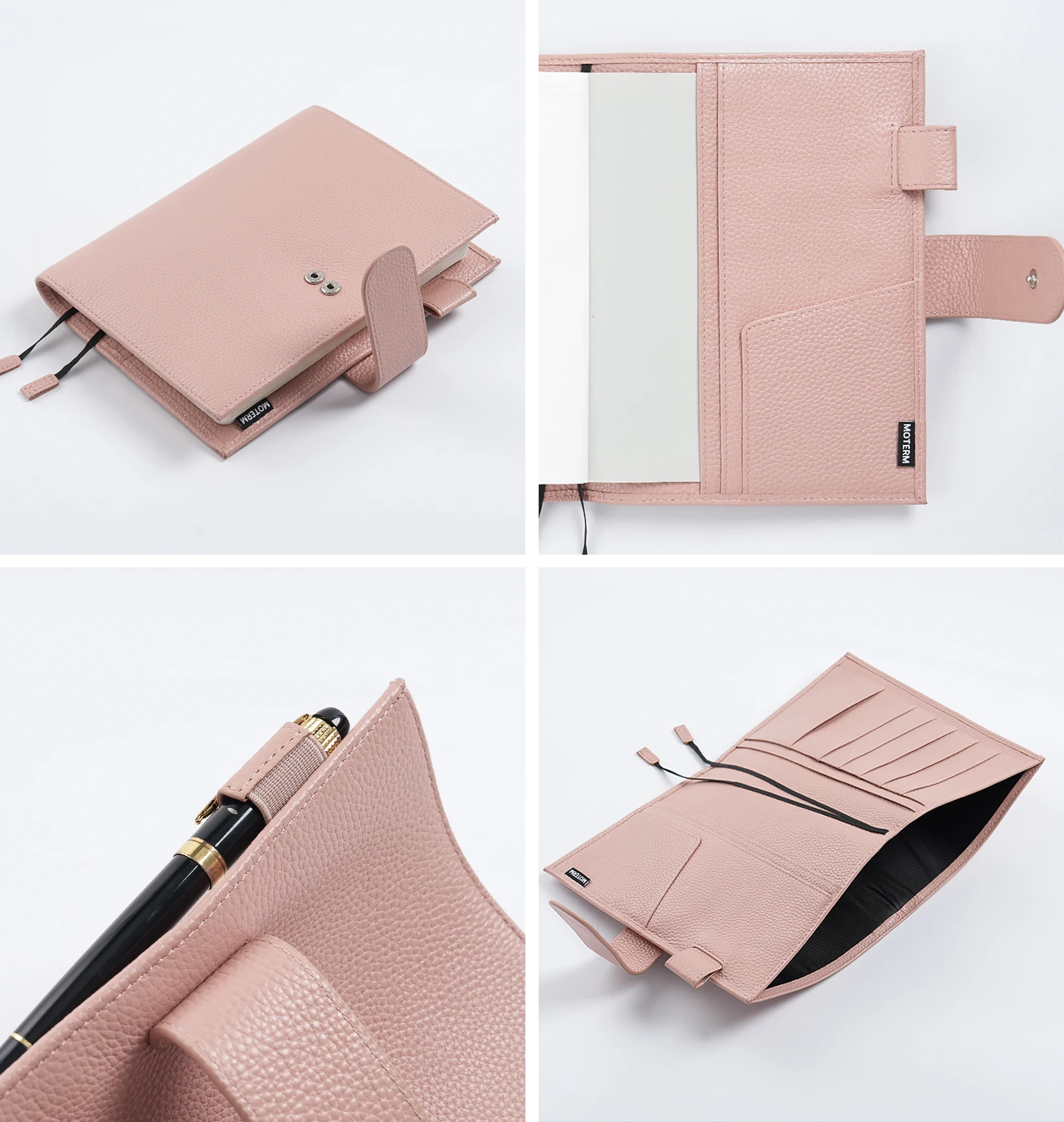 Moterm 오리지널 시리즈 B6 Plus 커버 B6 Stalogy Notebook 페블 그레인 소 가죽 플래너 주최자 의제 저널