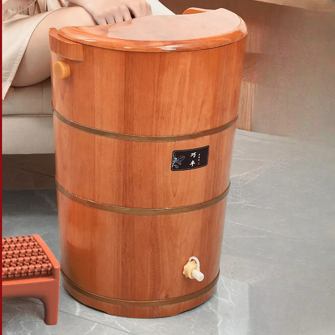 

Oak foot soaking bucket, over calf and knee, household wooden bucket, heated constant temperature solid wood basin