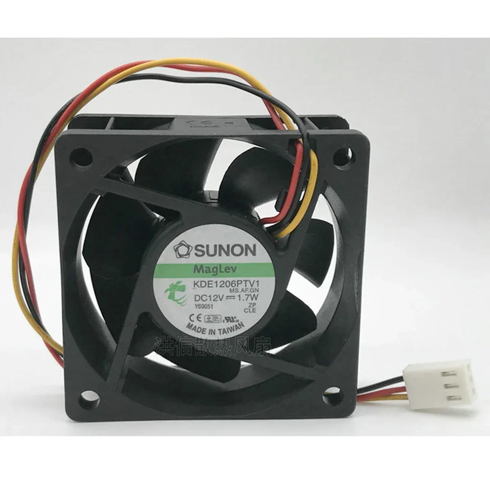 Для SUNON KDE1206PTV1 MS.AF.GN 12 В постоянного тока 1,7 Вт 6025 6 см 60 мм 60x60x25 мм 3-контактный охлаждающий вентилятор