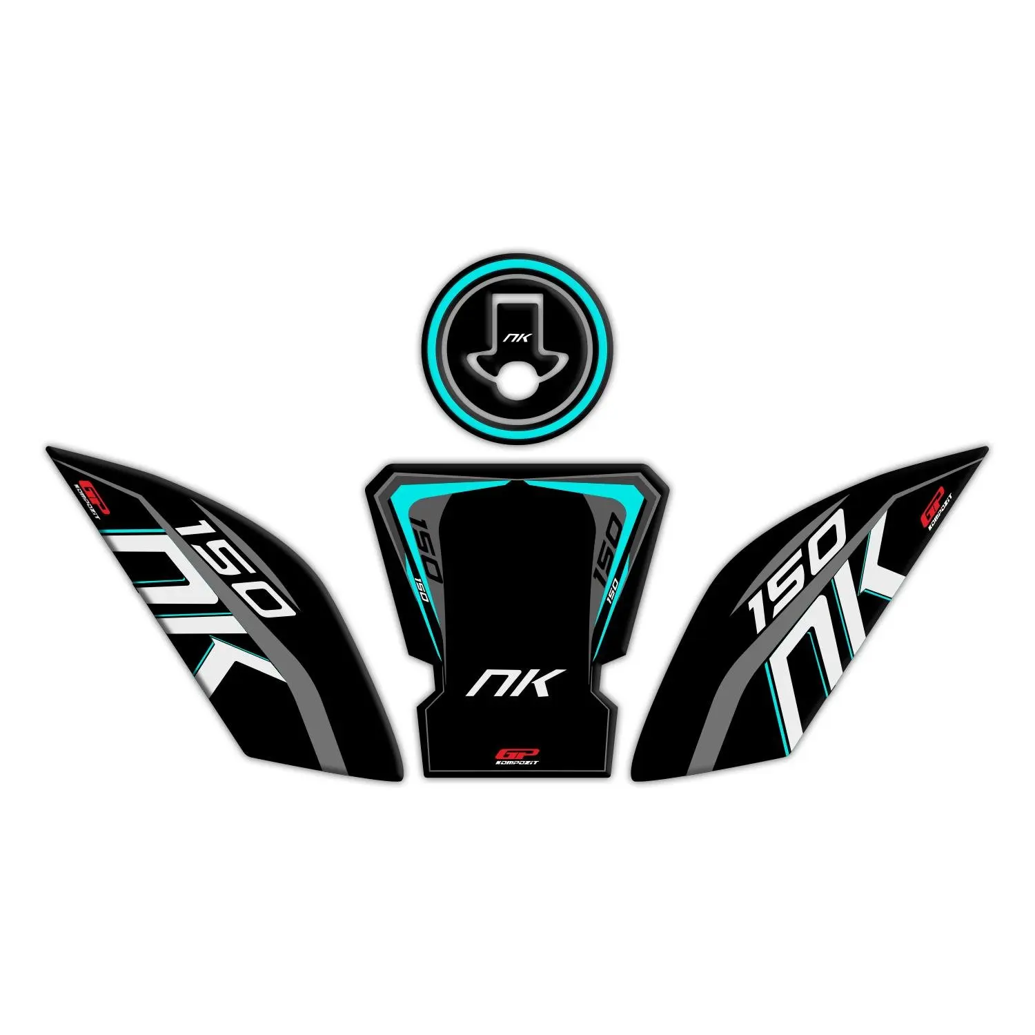 

GP Composite for 150 NK 2016-2022 Compatible Tank Pad Set Black-Turquoise