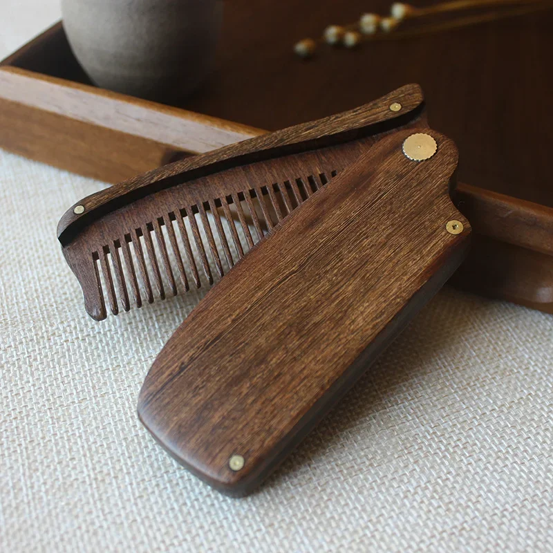 Wooden Hair Comb Sandalwood Comb for Beard Fold Pocket Comb Hair Brush Beard & Mustache Brush for Men peine para barba fold able broom and dustpan set household cleaning extendable suit multi function dustless floor squeegee brush soft comb teeth