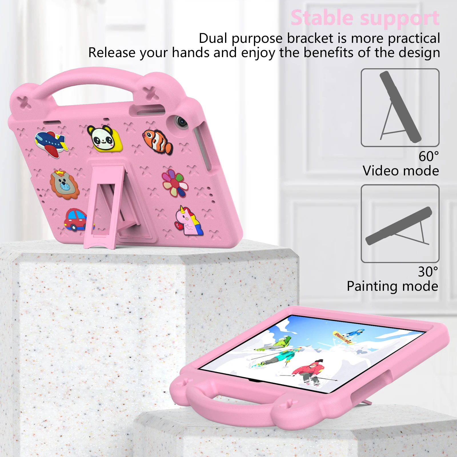 Kids Safe EVA-etui til Lenovo Tab M10 3rd Gen 2022 10,1 tommer TB-328FU TB-328XU-cover Cartoon bærbar stødsikker stativ tablet_voghion.com