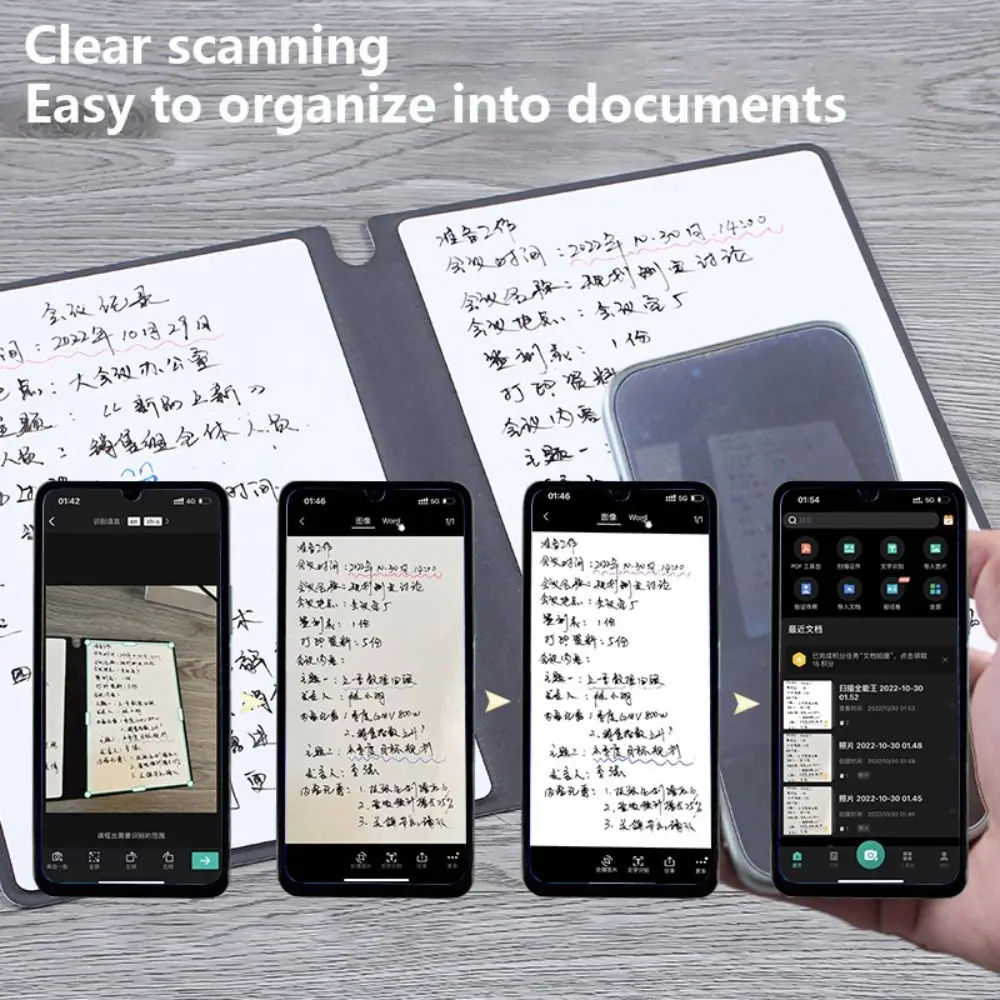 화이트보드 펜 포함 문구류 가죽 A4 화이트보드 노트북, 지워지는 천, 재사용 가능