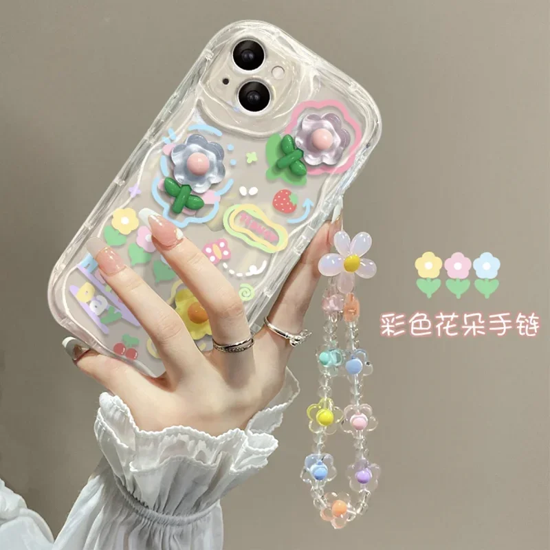 Korean Flower Chain Lanyard Phone Case