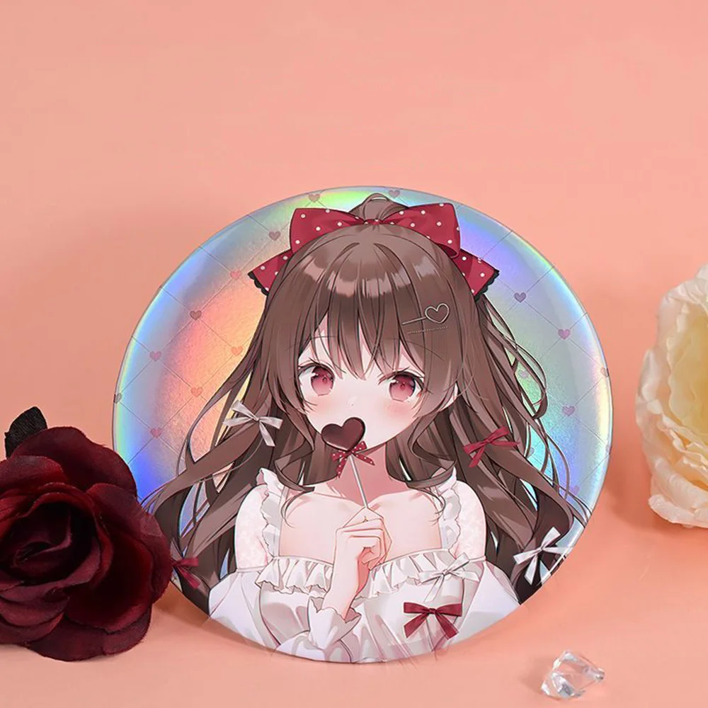 58mm 쉐이킹 레이저 필름 배지 제작 세트, 무절단 광택 필름 양철 배지 기계 (유리 깨진 별 & 하트 디자인 포함)