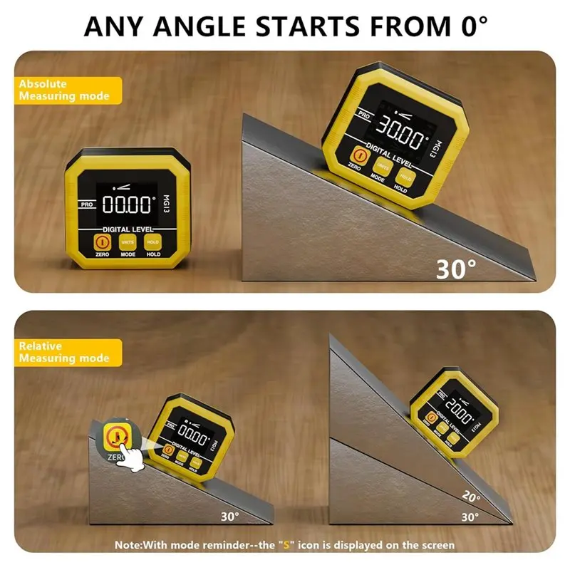 디지털 각도 측정기 충전식 자석 경사계 게이지 360 °   플립 스크린 및± 0.1 °   정밀 각도기