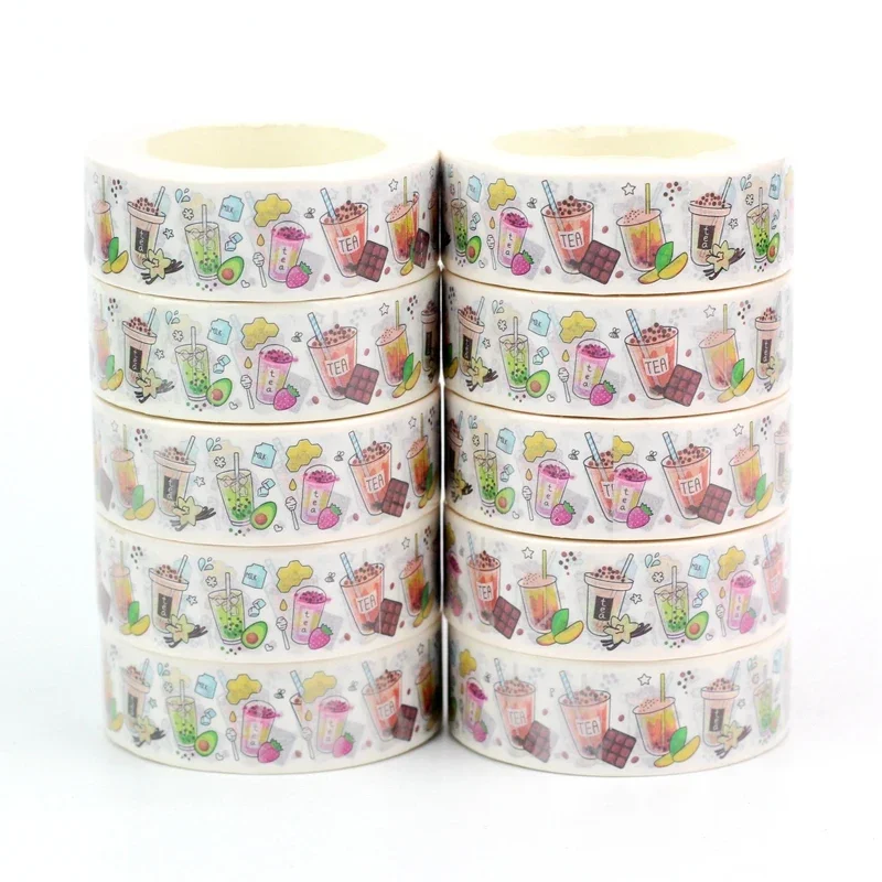 

Bulk 2024 NEW 10PCS./Lot Decor Bubble Tea Menu Boba Drink Washi Tapes for Scrapbooking Planner Masking Tape Cute Stationery