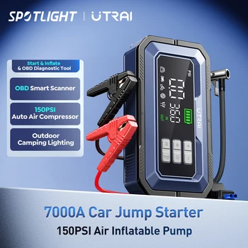 ​ ​ Avviatore di emergenza per auto UTRAI All-in-One 7000A con compressore d'aria, diagnosi OBD e booster di emergenza per batteria per auto Power Bank