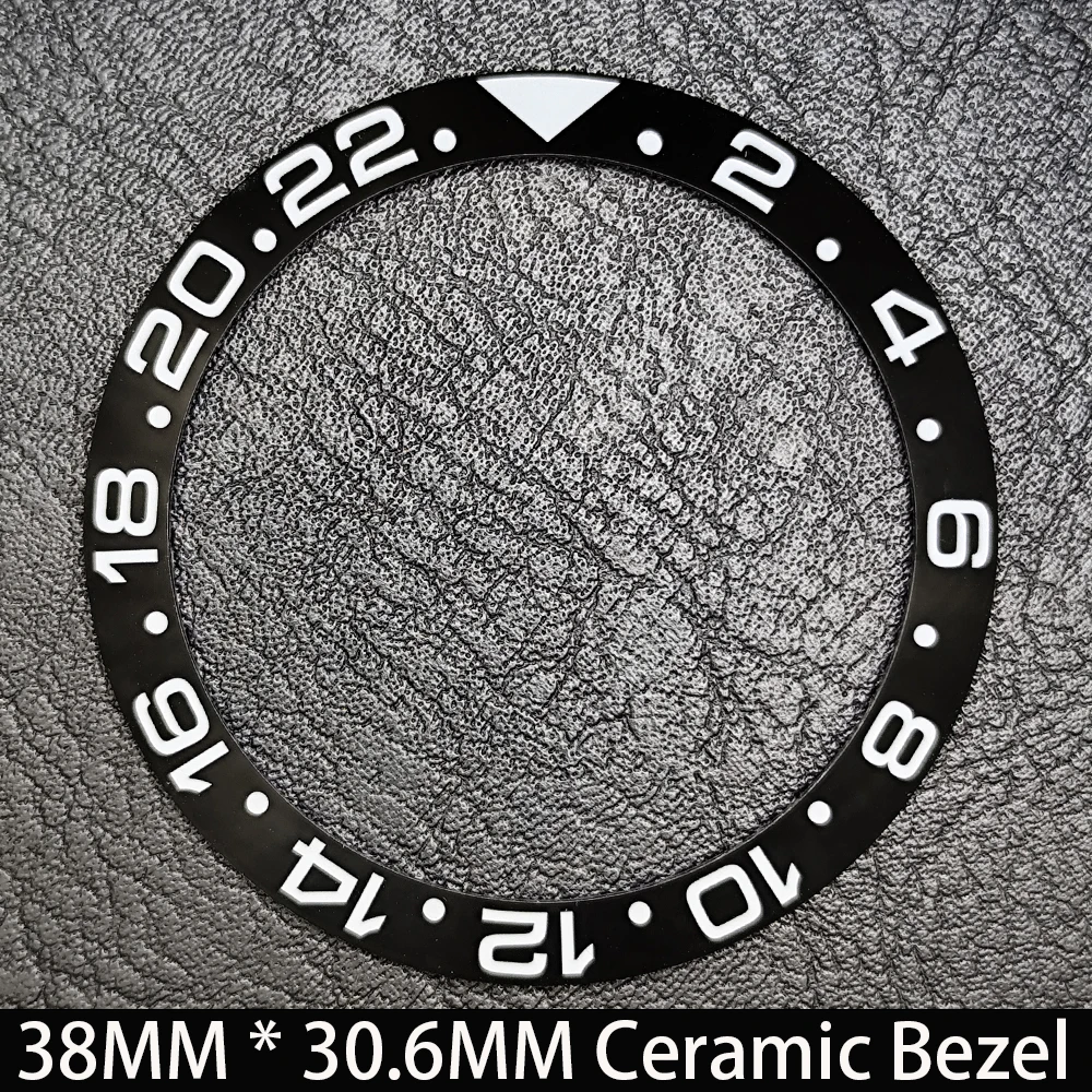 Elegant Blue Luminous Bezel GMT and Diving Watch Insert, Sloping 38mm x 30.6mm Ceramic/Aluminum